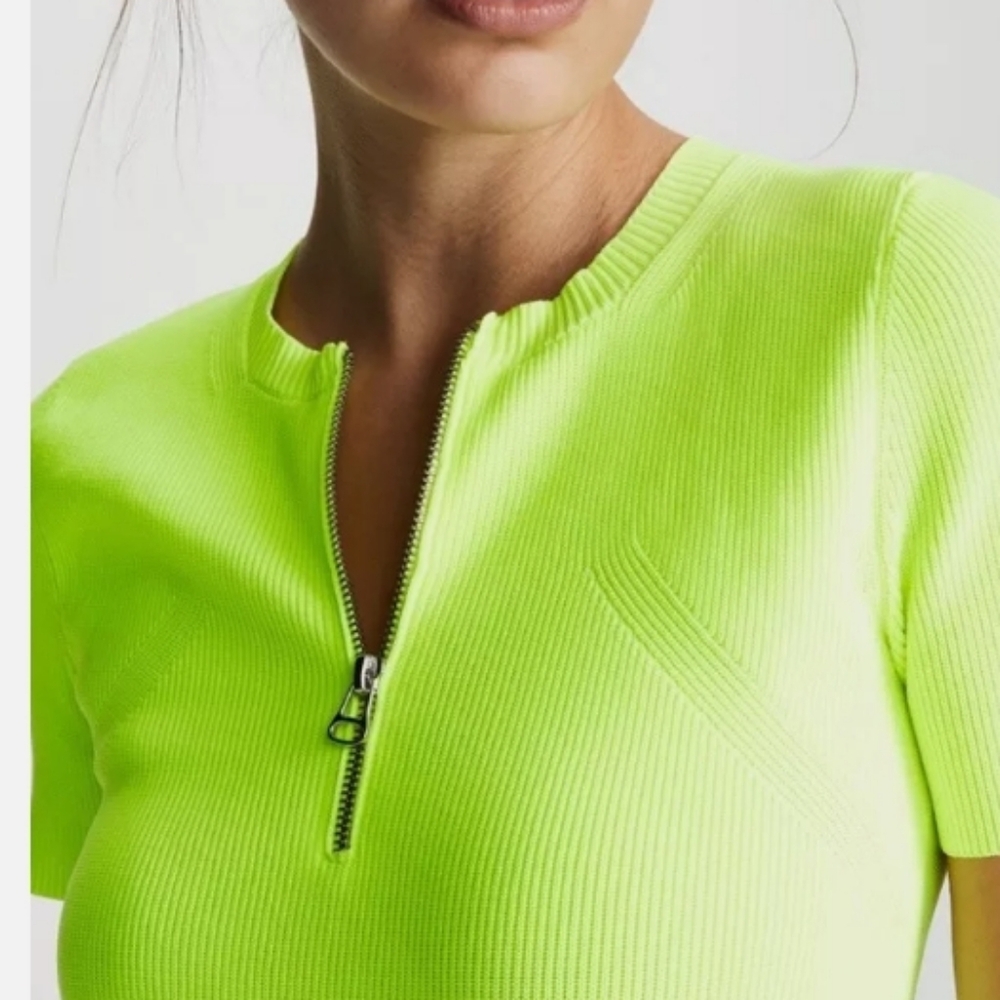 HELMUT LANG Neon Yellow Zip-Up Top